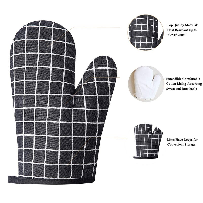 Win Change Oven Mitts and Potholders BBQ Gloves-Oven Mitts and Pot Holders with Recycled Infill Silicone Non-Slip Cooking Gloves for Cooking Baking Grilling (4-Piece Set,Black) - Image 2